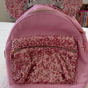 Glittery Pink Kids Backpack with Ears